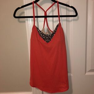 Lululemon Orange and Cheetah Power Y Tank